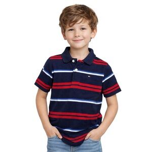 Tommy Hilfiger Boys Polo Shirt Navy Red Size M